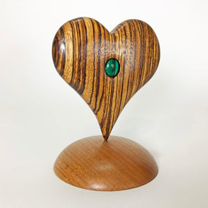 Zebrawood & Cherry Heart Sculpture