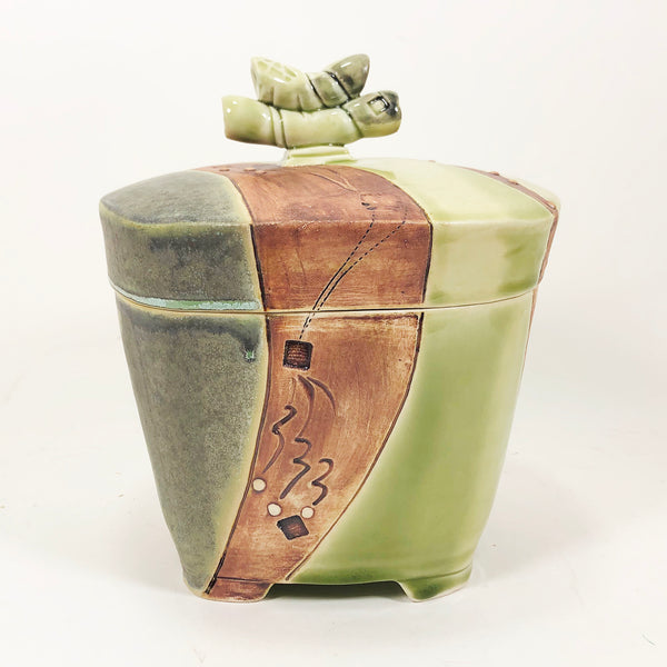 Green Ceramic Lidded Jar