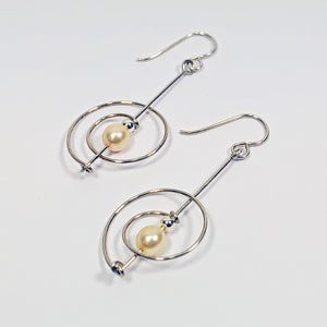Sterling Silver & Pearl Spiral Earrings