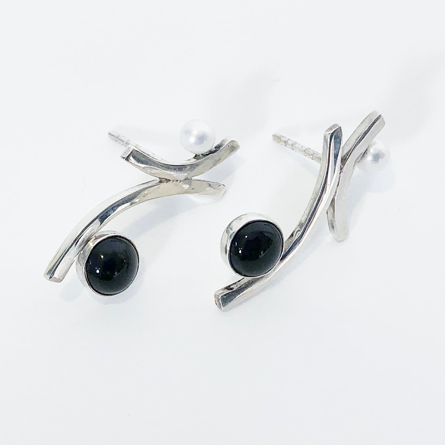 Onyx and Pearl Earrings