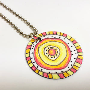 Pink & Yellow Circles 24 Inch Necklace