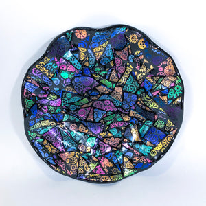 Dichroic Jigsaw Plate 9" Multicolor