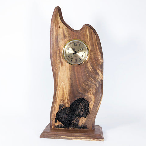 Walnut Clock w/ Turkey Engraving