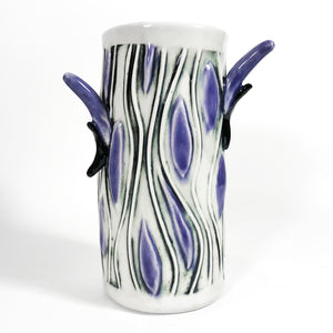 Purple & Black Vase 7x6 Inches Tall