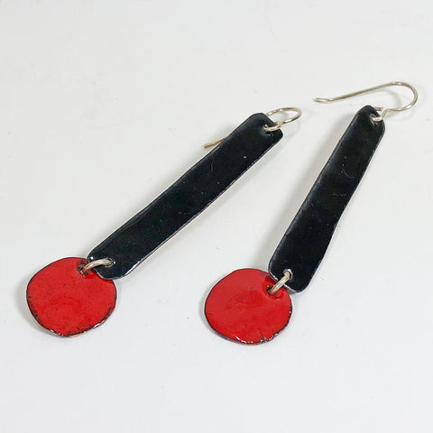 Red & Black Earrings 1.5 Inches