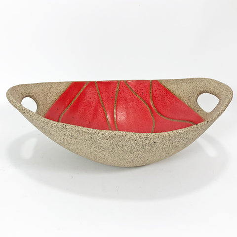 Red Handled Clay Bowl 10x7?