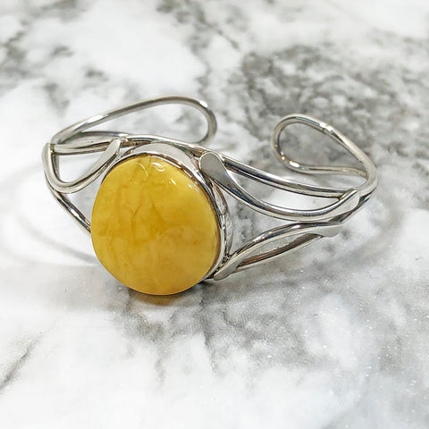 Sterling & Amber Bracelet 2.5 Inches