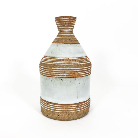 Bowtie 6 Inch White & Natural Clay Vase