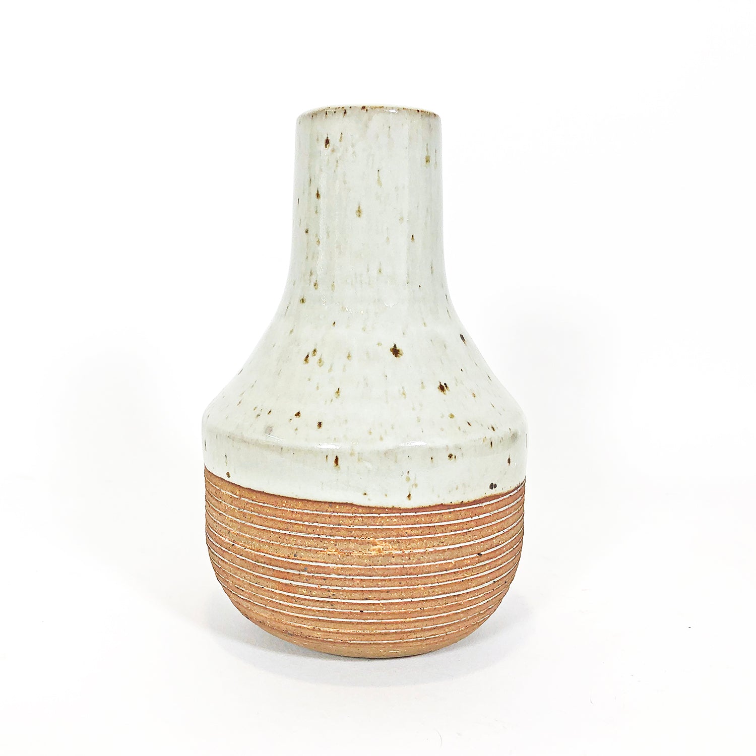 6 Inch White & Natural Clay Vase
