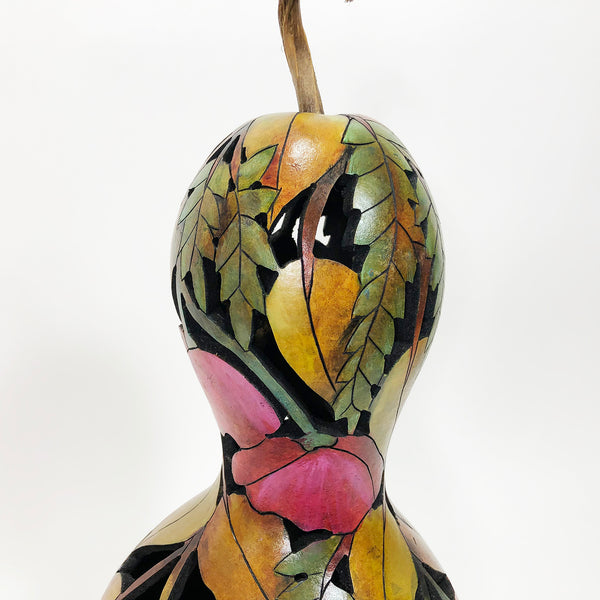 13x6 Inch Floral Gourd Sculpture