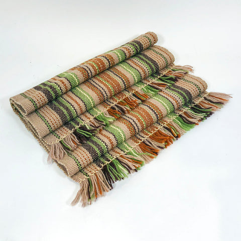 Brown Striped Wool Scarf 11X65